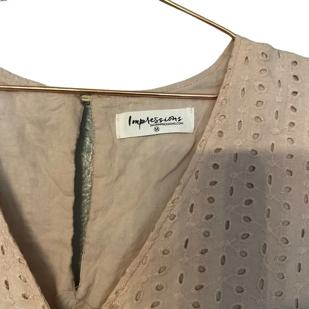 Impressions Pale Pink Eyelet Babydoll Dress with Shorts - Picture 2 of 7